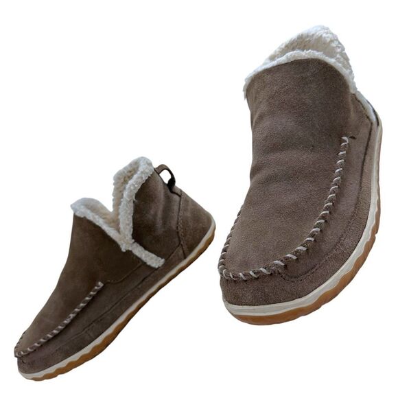 L.L. Bean Suede Leather Sherpa Lined Mountain Slipper Moccasin Ankle Boots Women - Picture 2 of 9
